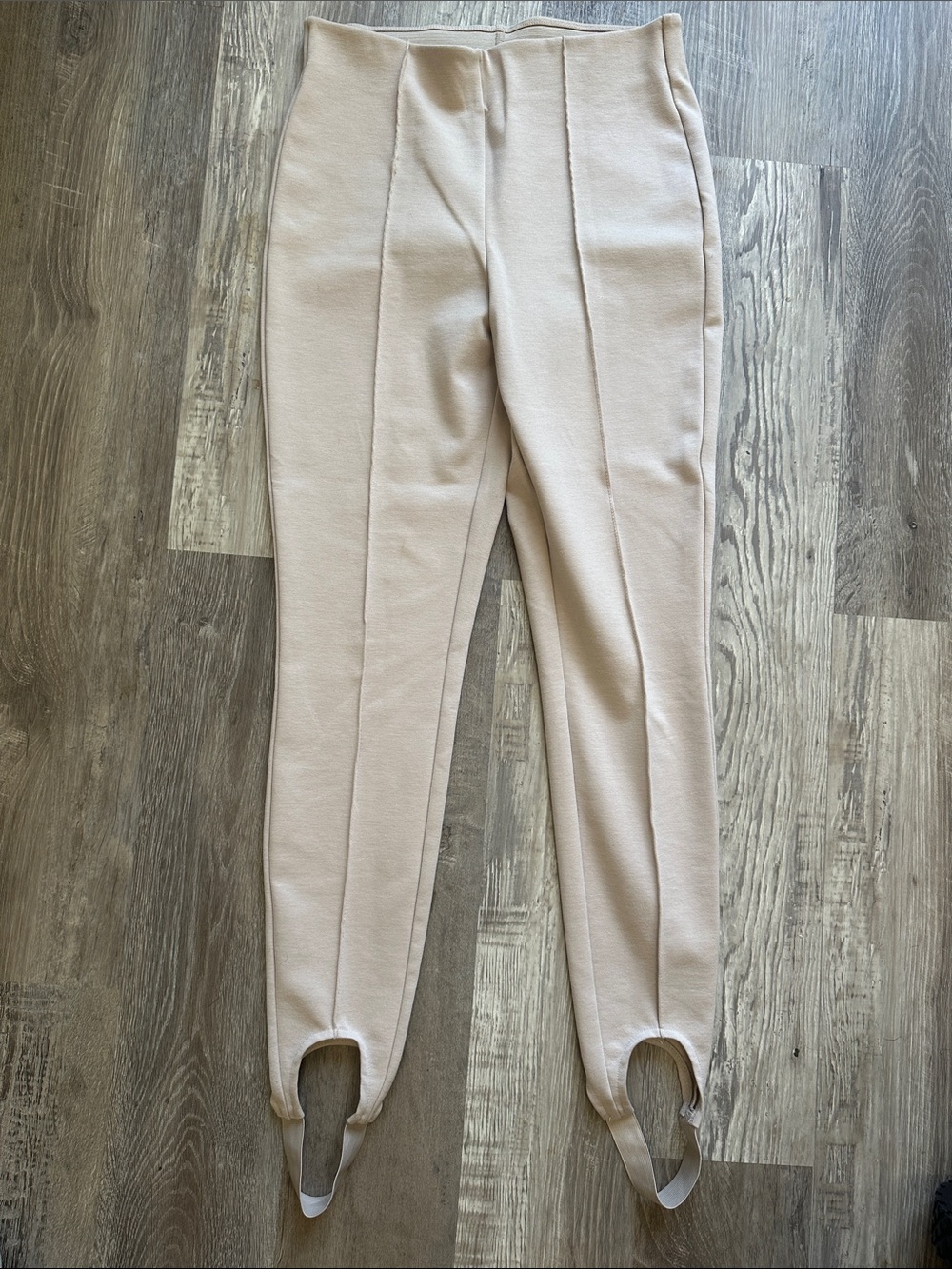 H&M Cream Stirrup Leggings with Center Seams